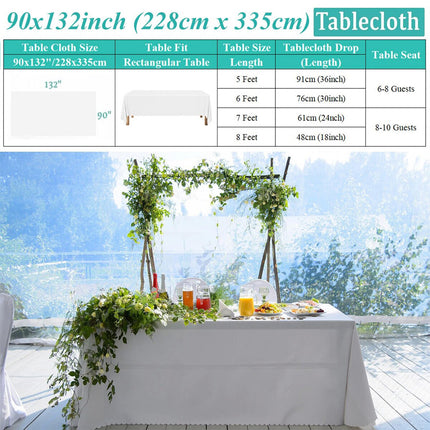 Large Full Fitted Rectangle Table Cloth Polyester Table Cover Wedding Party Home