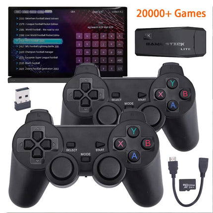 Retro Game Stick Console Plug&Play 4K HDMI 2 Wireless Gamepad+10000+Video Game