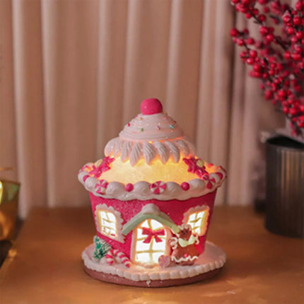 Christmas Light Up House Tabletop Holiday Decorations Clay House for Home