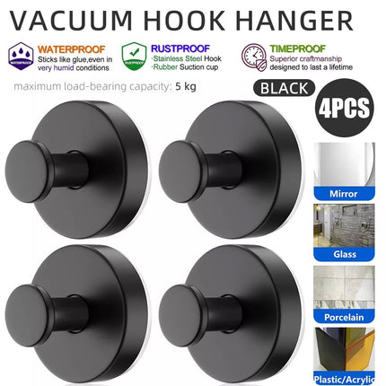4Pcs Black Vacuum Wall Hook Hanger Holder Suction Cup Sucker Shower Towel Bathroom Kitchen