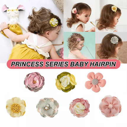 2 Pcs Light Yellow Toddlers Hair Accessories Hairpins Girl Clips Bow Flowers