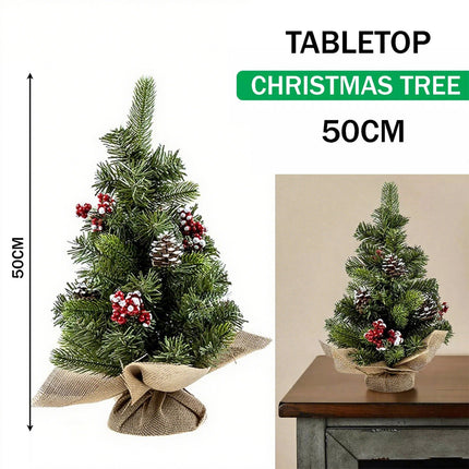 50cm Tabletop Mini Christmas Tree Artificial Traditional Xmas Pine Ornament