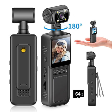 Handheld Action Camera 4K 180° Rotatable WIFI Pocket Camera Vlog DV Sports Cam (Copy)