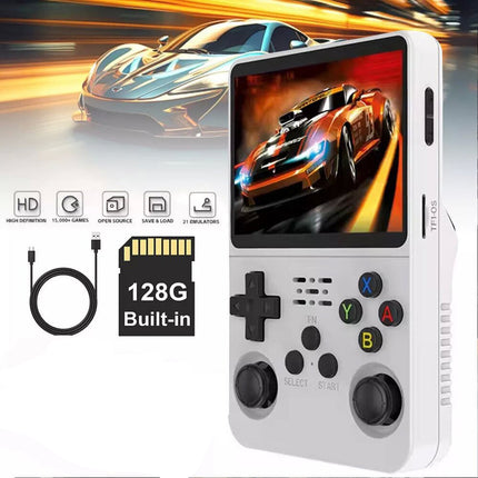 R36S Retro Handheld Video Game Console 3.5 Inch IPS Screen 128Gb White