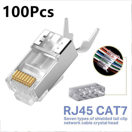 100Pcs Of RJ45 Cat7 & Cat6A No-Pass Through Connectors RJ45 Modular Plug 50UM
