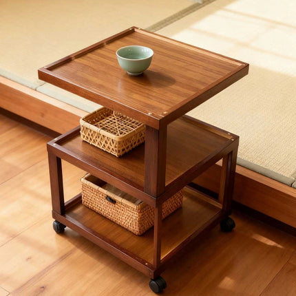 Rolling 3-Wheel Bedside Table Household Living Room Coffee Corner Table