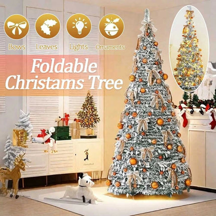 Pre-Decorated Christmas Tree Foldable Holiday Decoration With LED lights Xmas