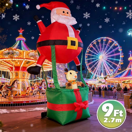 9ft Inflatable Christmas Santa Claus Hot Air Balloon Reindeer Xmas Decorations