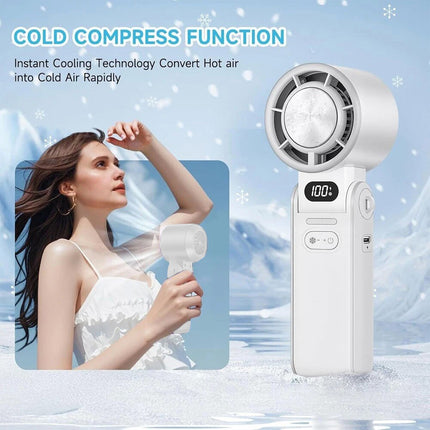 White Strong Wind Cooling Fan Portable Handheld Turbo Fan Speeds Neck Blower Mini