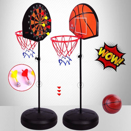 2 in 1 Kids Basketball Hoop Darts Dartboard Game Set Indoor Outdoor Sports Toys