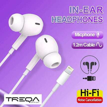 TREQA Earphone For iPhone 14 13 12 11 SE Pro Max Wired in-Ear Earbuds Headphones