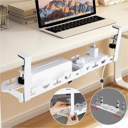Extendable Adjustable Cable Management Organizer Under Desk Cord Basket Tray