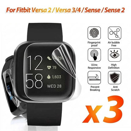 3PCS For Fitbit Versa Watch Screen Protector Versa 2 3 4 Sense 2 Hydrogel Film