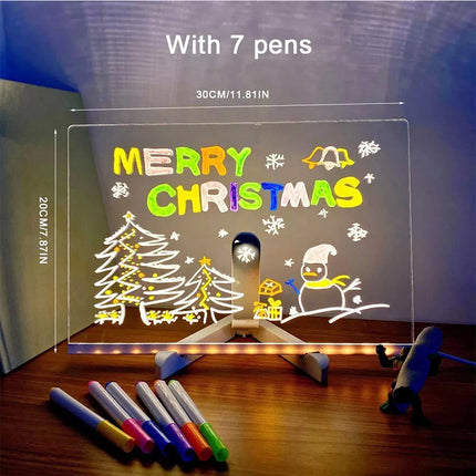 30*20CM LED Note Board With Colors Acrylic Dry Erase Board With Light