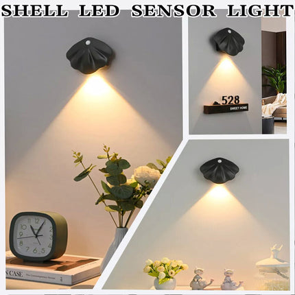 2 PCS Black Motion Sensor LED Night Light Body Induction Lamp USB Rechargeable Wall Mount
