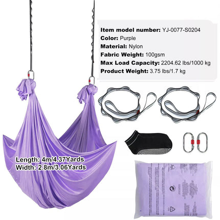 Swing Aerial Hammock 4 m Length Nylon Hanging Sling Inversion Purple