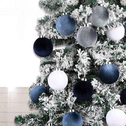 Christmas Tree Ornaments Velvet Balls - Pack of 12Pcs Shatterproof Xmas Bulbs