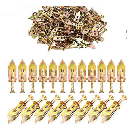 100X Self Drilling Drywall Anchors Screws Hollow Wall Anchor Expansion Kit