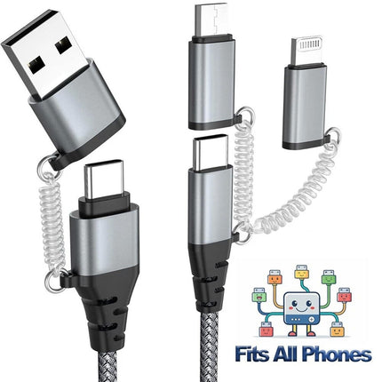 All in one USB Charging Cable Typc C Micro Data Charger Cable iPhone Samsung