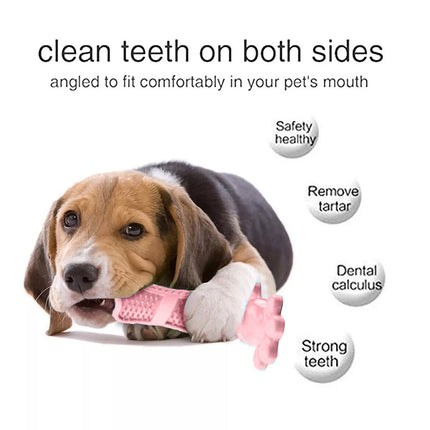 Pink L Size Pet Dog Chew Toy Teeth Cleaning Toothbrush