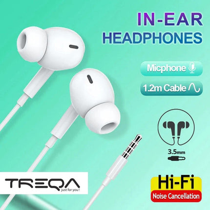 3.5mm Audio Jack Headphones Wired Earphones Volume Control & Microphone Cable