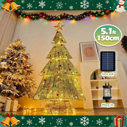 155cm iron made Christmas tree With LED Solar Powered Decorations Garden Lights