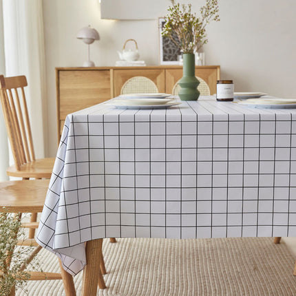 Nordic White Rectangle Table Cloth Water Stain Resistant PEVA Party Tablecloth Desk Cover Mat