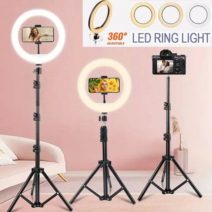 160cm LED Ring Light with Tripod Stand Phone Holder Streamer Studio Photo Makeup Lamp