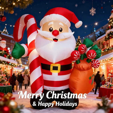 6Ft Inflatable Christmas Cute Fat Santa Claus With LED lights decoration Xmas