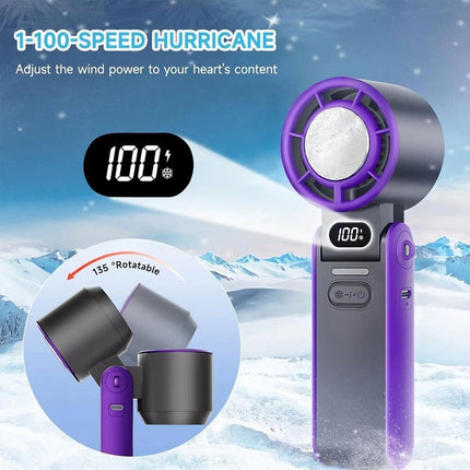Purple Strong Wind Cooling Fan Portable Handheld Turbo Fan Speeds Neck Blower Mini