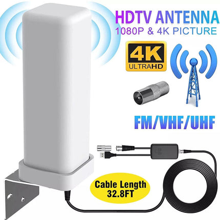 6000 Miles HD TV 1080P Outdoor HD 4K Digital TV Antenna 360° Signal Amplified A+