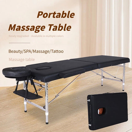Black Portable Folding Massage Table Bed Beauty Acupuncture Spa Chair Adjustable 180cm