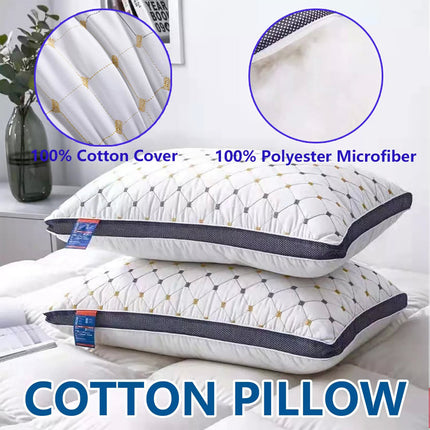 Hotel Quality Cotton Pillows Ultra Plush Home Bed Standard Pillows Twin Pack