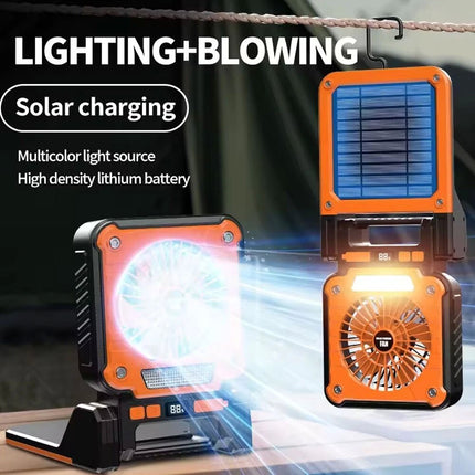37300mAh Solar Charging Camping Fan with LED light Rechargeable Battery Lantern