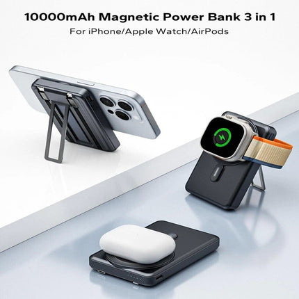 Black 10000mAh Power Magnetic Bank Wireless Charging Portable Charger for iphone