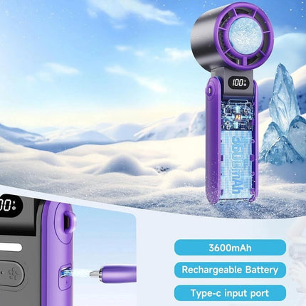 Purple Strong Wind Cooling Fan Portable Handheld Turbo Fan Speeds Neck Blower Mini
