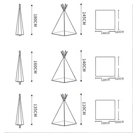 135cm Teepee Tent Kids Cotton Canvas Play House Boys Girls Gift Indoor With Dec Balls