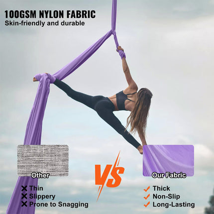 Swing Aerial Hammock 4 m Length Nylon Hanging Sling Inversion Purple