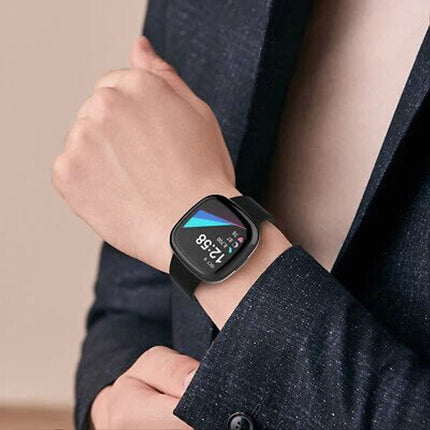 Black Fitbit Versa 3 / Sense  Case Cover Screen Protector Full Coverage Watch