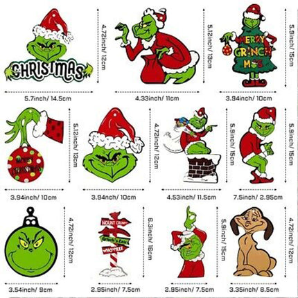 24 Piece Merry Christmas Grinch Ornaments Tree Hanging Decoration Figure Pendant
