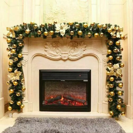 Christmas Garland Artificial Wreath with LED Lights Stairs Home RattanF