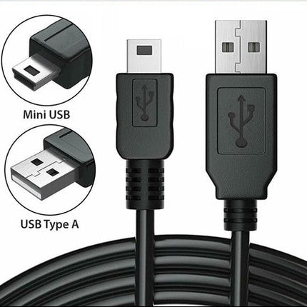 Black Premium USB to Mini USB Cable Mini-B 5Pin Data Sync Charging Charger Cord 1m