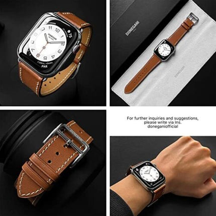 For Apple Watch iWatch Band Series 8 7 6 5 4 3 SE 45 44 41 Leather Strap Brown