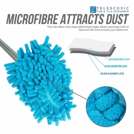 Bathroom Tile Cleaner Telescopic Shower Mop Extendable Bath Cleaning Scrubber
