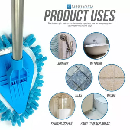 Bathroom Tile Cleaner Telescopic Shower Mop Extendable Bath Cleaning Scrubber