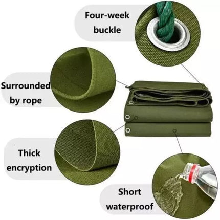 3 Size Army Heavy Duty Waterproof Canvas Tarp Tarpaulin Sun Blocked Dustproof