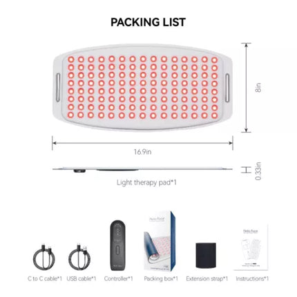 660nm+850nm Red Near Infrared Light Therapy Waist Wrap Pad Belt Pain Relief