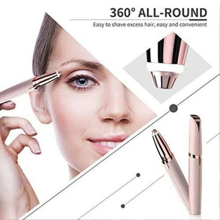 Rose Gold Eyebrow Trimmer Electric Facial Hair Remover Finishing LED Rechargeable Light