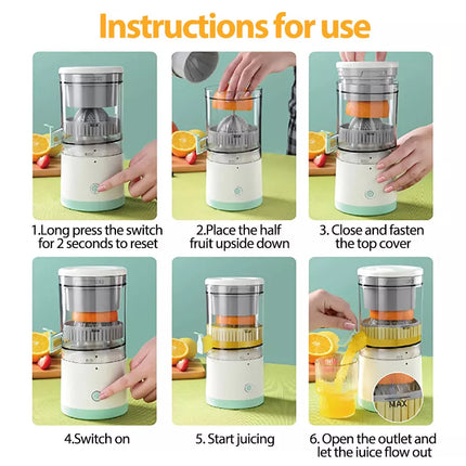 Electric Citrus Hands-Free Juicer USB-Rechargeable Orange Juice Squeezer Machine