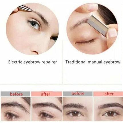 Pink Eyebrow Trimmer Electric Facial Hair Remover Finishing LED Rechargeable Light